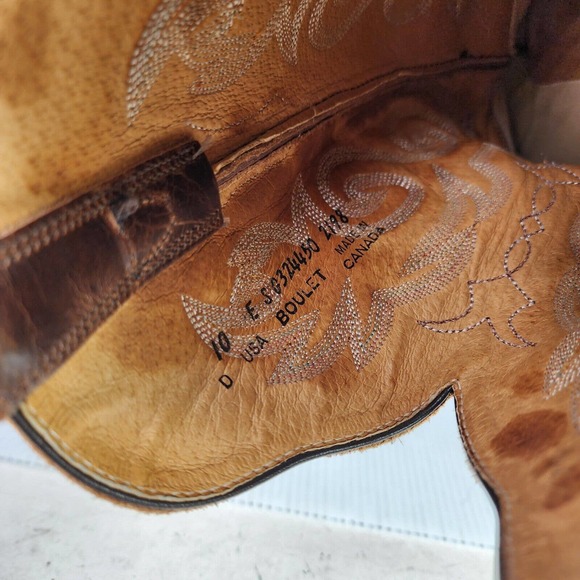 Boulet Canada Men's Brown cowboy boot US 10 D Square Toe western - Picture 7 of 10